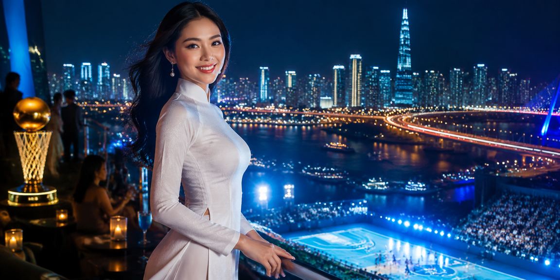 Người chơi nữ tại TP.HCM trong trang phục áo dài theo dõi kết quả cá cược bóng rổ